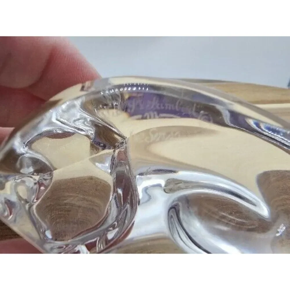 Val St.‎ Lambert France Crystal Cat Figurine Signed By De Sousa Sleeping Kitty